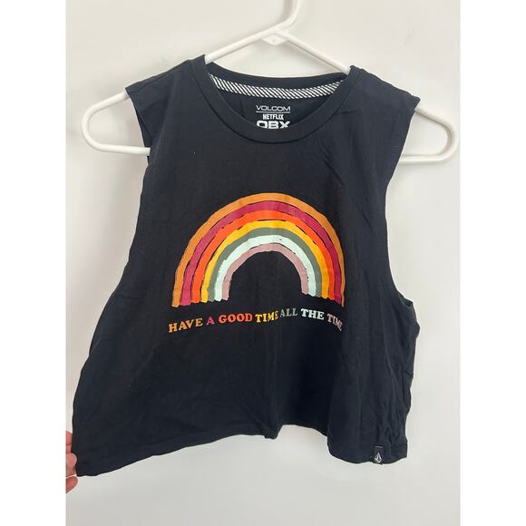 Volcom x OBX Black Rainbow Graphic Tank Top Sleeveless Netflix Small - Picture 2 of 5